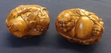 Carved wood figures (2)