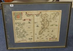 An 18th century Map, 'Orcades Oceanus, Shetlandlae', 'Est Nobilis IRA Leonis', 38cm x 50cm.