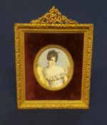 Berger a miniature portrait of a lady in ornate gilt frame, 14cm x 12cm