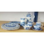 Modern Italian Spode blue and white and other plates, coffee pot etc (13)