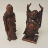 A pair of carved hardwood figures, 24cm.