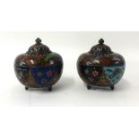 Pair cloisonné jars and covers