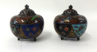 Pair cloisonné jars and covers