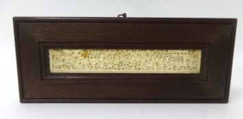 A small 19th century Chinese ivory panel in wood frame.