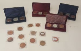 Collection of retro Pattern coins including 1937 replica silver, copper and bronze Geo VI crowns