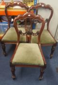 Two sets of four Victorian dining chairs.