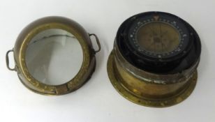 A brass ships binnacle compass