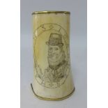 19th century scrimshaw bone carving possibly French prisoner of war decorated with marine scene with