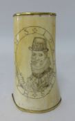 19th century scrimshaw bone carving possibly French prisoner of war decorated with marine scene with