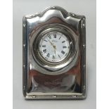 A Sterling silver Concord miniature clock, 9.50cm x 6.50cm.