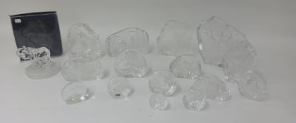 Collection of Swedish Lead Crystal Swedish glass animal sculptures by Mats Jonasson from the '