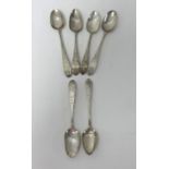 Six Dublin silver tea spoons.