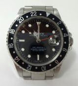 Rolex, a Gents steel GMT Master II Oyster Perpetual Date wrist watch.