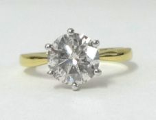 A single stone diamond ring, approx 2.00 carats, finger size M.