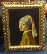 Gerald Price, four oil paintings including in the style of Vermeer 'Girl with Pearl Earring' (4).