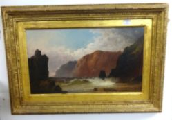 G.H.Jenkins (1838-1914) a pair, signed oil on board, 'Coastal Scenes', 25cm x 40cm.