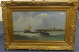 A late Victorian gouache painting Coastal Scene, unsigned, in the manner of G. H. Jenkins, in an