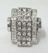 An 18ct diamond Plaque ring, finger size P.