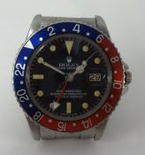 Rolex, a rare 1964 Gents stainless steel GMT wrist watch, Model 1675, Case No. 1133885, plus strap.