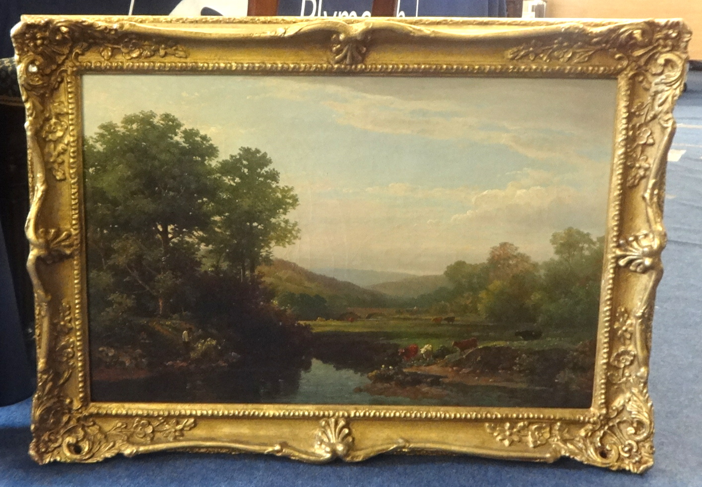 William Williams of Plymouth (1808-1895) 'A summer river landscape with cattle grazing and a