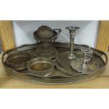 Various silver plated wares including chamber stick
