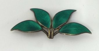 D.Anderson a Norwegian sterling silver green leaf brooch