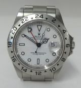 Rolex, a Gents Explorer Oyster Perpetual Date stainless steel wrist watch.