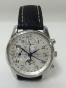 Longines, a Gents Automatic stainless steel moonphase wrist watch, with original boxes.