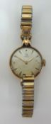 Omega, a Ladies 9ct gold cased traditional wrist watch.
