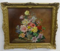 Gerald Price, 1960/70's signed oil Still Life flowers, swept gilt frame, 59cm x 65cm.