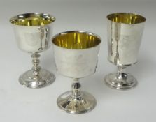 Barker Ellis Silver Company, three modern silver and gilt goblets, Sterling silver, limited edition,