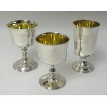 Barker Ellis Silver Company, three modern silver and gilt goblets, Sterling silver, limited edition,