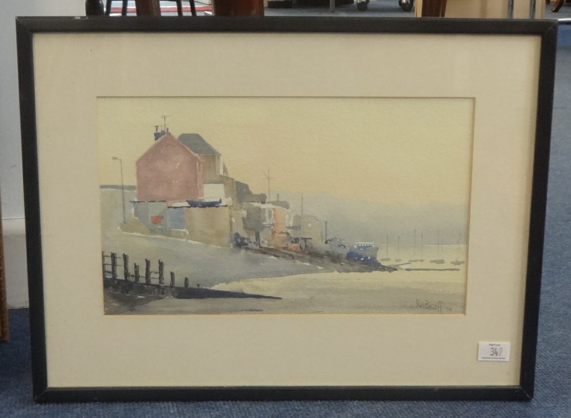 R.W.Bruff signed watercolour 'Bull Point, Plymouth 1990' 18cm x 29cm, also H.R.Wilkinson signed - Image 2 of 2