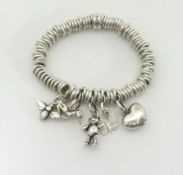 Links of London, a silver charm bracelet.