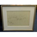 Harry Wood Allen, signed pencil drawing 'China Clay Mine', 33cm x 44cm.