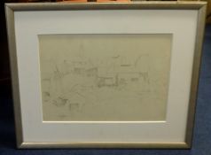 Harry Wood Allen, signed pencil drawing 'China Clay Mine', 33cm x 44cm.