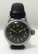Elgin, a Gents military wrist watch, diameter of dial 28mm.