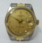 Rolex, a Gents steel and gold Oyster Perpetual Date wrist watch.