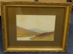 T.Robins (possibly Thomas Sewell Robins,1810-1880) signed watercolour 'On the Lyd, Dartmoor' 25cm