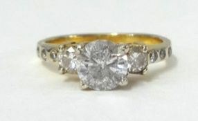 A diamond solitaire ring, the single stone approx 1.00 carat, finger size O.