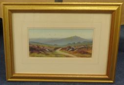 J Baragwaneth King signed watercolour 'Dartmoor' (foxed) 18cm x 42cm also another Dartmoor