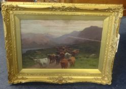 Stephen E.Hogley (19th century), signed oil on canvas 'Highland Cattle', in original gilt frame,