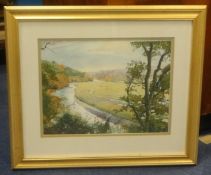 Fred Dudley, signed watercolour 'The Spinney', 34cm x 22cm, five other pictures including W.