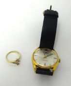 An 18k diamond ring, 2.90gms, also a 1950/60's Orion wrist watch (2).