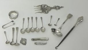 Continental ornate silver bread fork (import marks) other flat ware