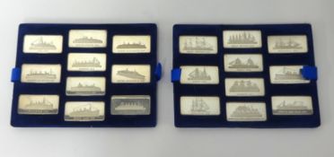 A collection of 20 Birmingham Mint silver ingots, commemorating the History of the Great Liners of