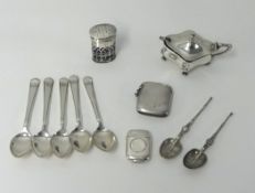 Various small silver items including silver mustard pot, condiments, vesta's etc.