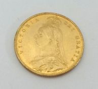 A gold half sovereign.
