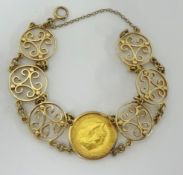 A Geo V, 1911 gold sovereign bracelet, approx 25.30gms.