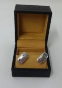A pair of 18ct white gold Bulgari earrings, with original boxes.